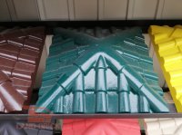 Крышка на столб забора "Черепица" зеленая 450х450 мм